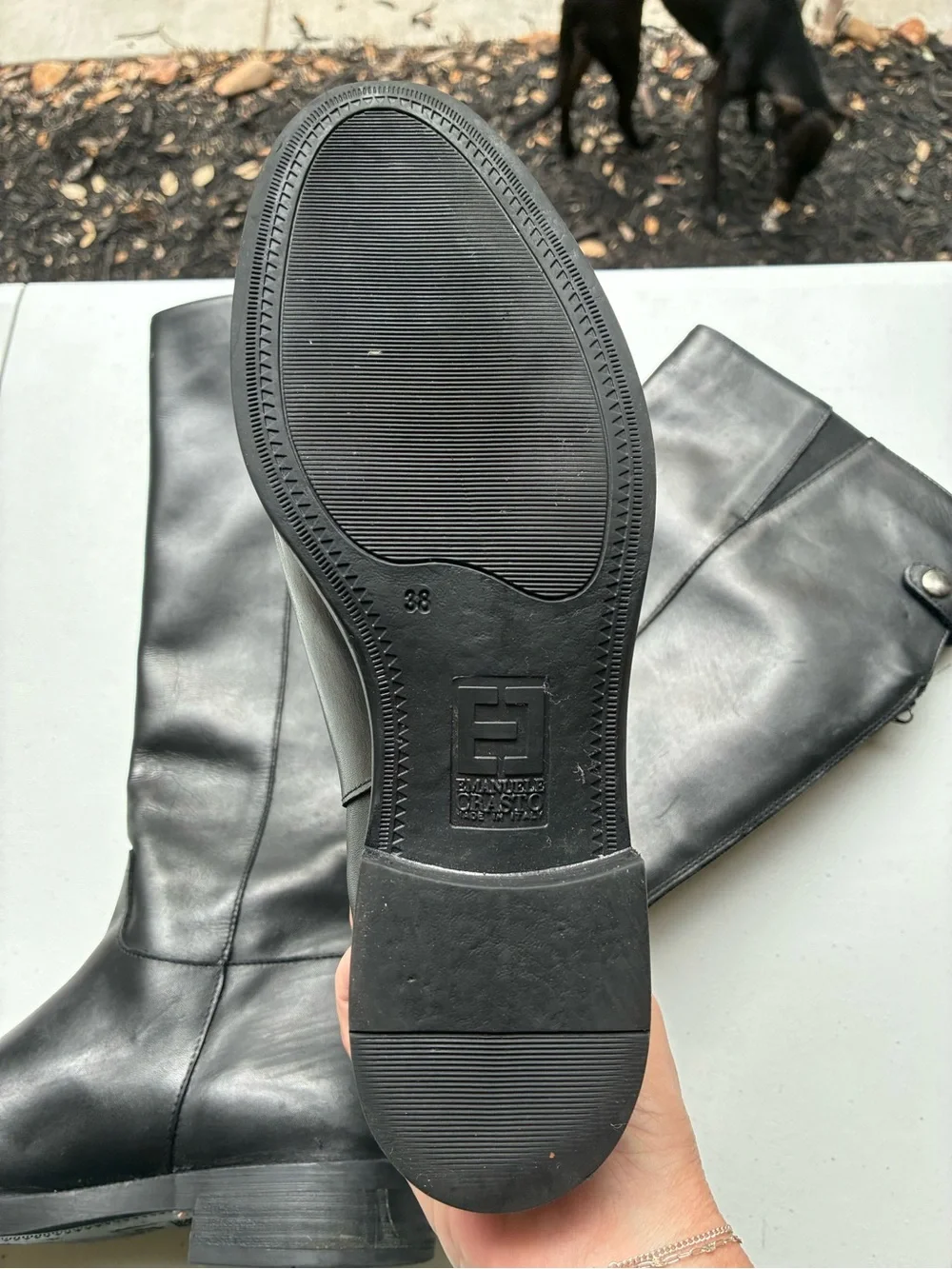 Emanuel Crasto Classic Black Leather Knee-High Riding Boots Women’s Size 38/8